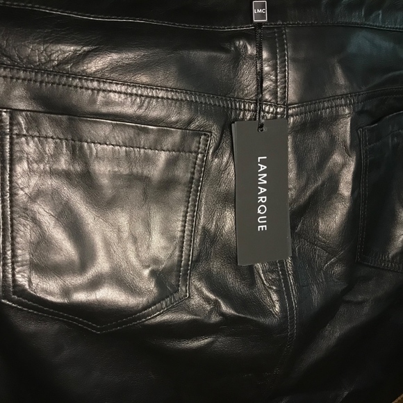 LAMARQUE MELORA ECO Black Leather Jean Mini Skirt - Picture 3 of 6